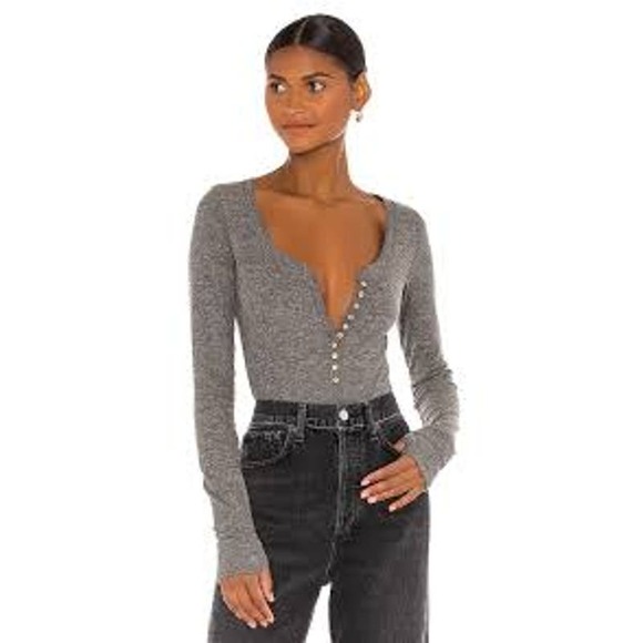 Free People Tops - Free People Intimately Revolve Dylan Thermal Bodysuit Gray Medium Thumbholes